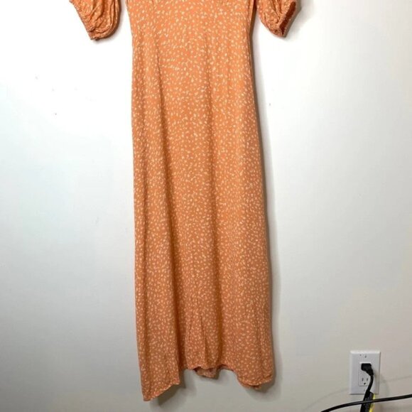 Kivari Women's Fleur Ditsy Midi Dress Orange Rust Floral Print Tie Waist Size XS - Picture 10 of 16